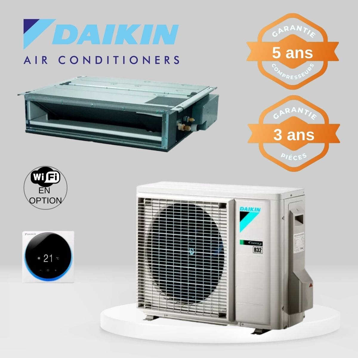 Climatiseur Gainable Daikin FDXM25F + RXM25R