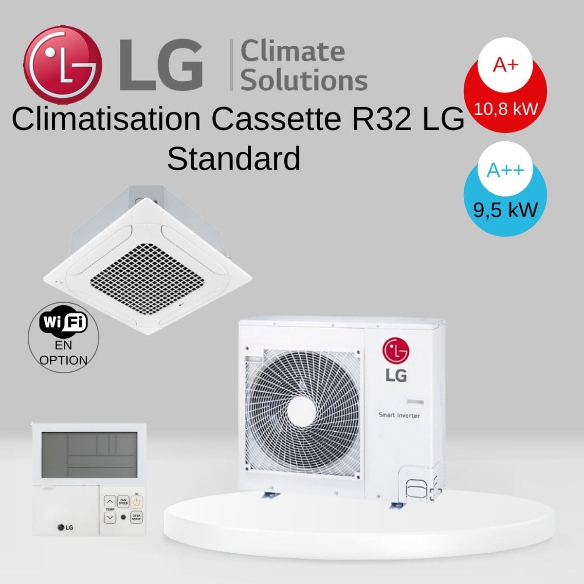 Climatisation Cassette R32 LG Standard UT36F.NBO / UUD1.U3O avec télécommande infrarouge - 9.5 kw