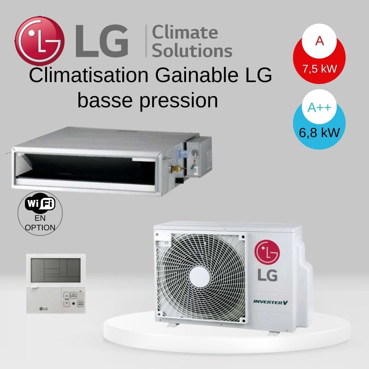 Climatisation Gainable LG basse pression CL24F.N60 / UUC1.U40 avec télécommande PREMTB001- 6.8 kw