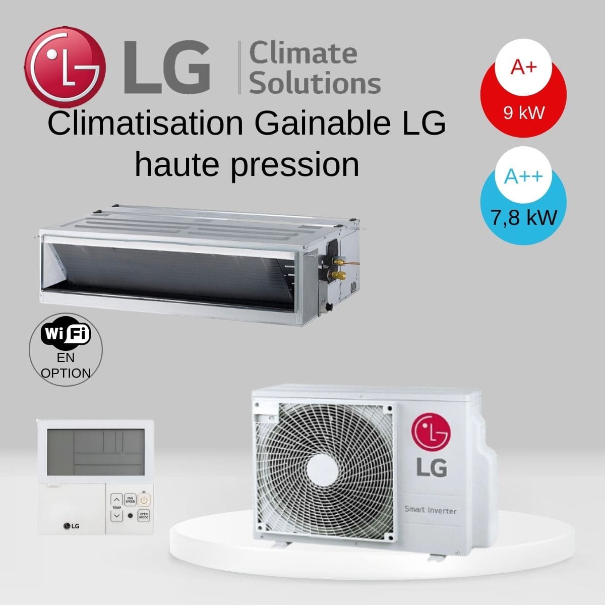 Climatisation Gainable LG haute pression UM30F.N10 / UUC1.U40 avec télécommande PREMTB001- 7.8 kw