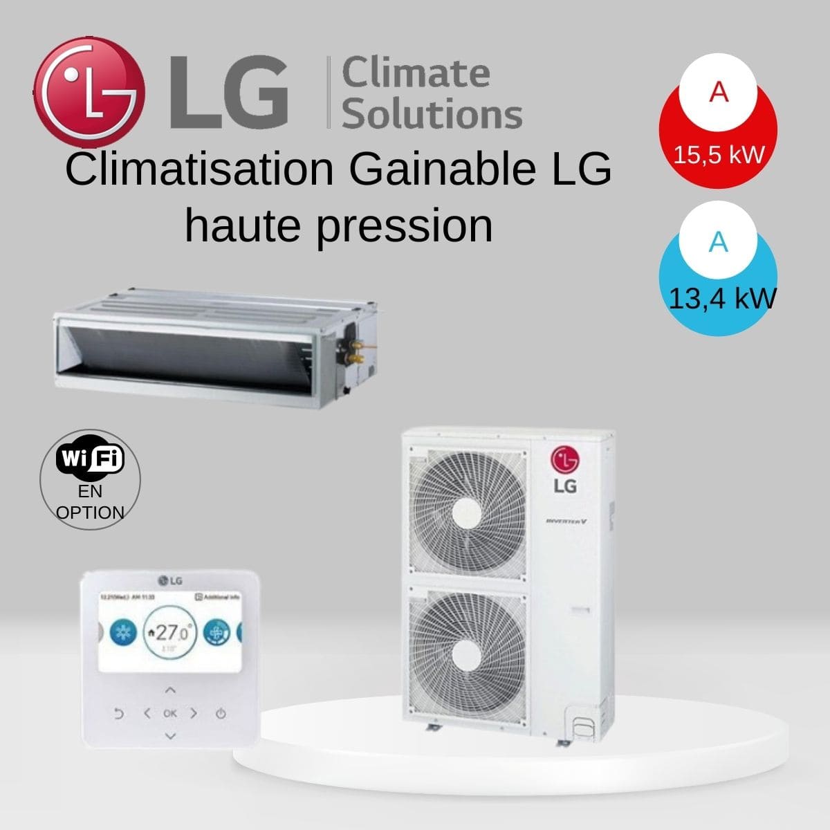 Climatisation Gainable LG haute pression UM48F.N20 / UUD1.U30 avec télécommande PREMTB001- 13.4 kw