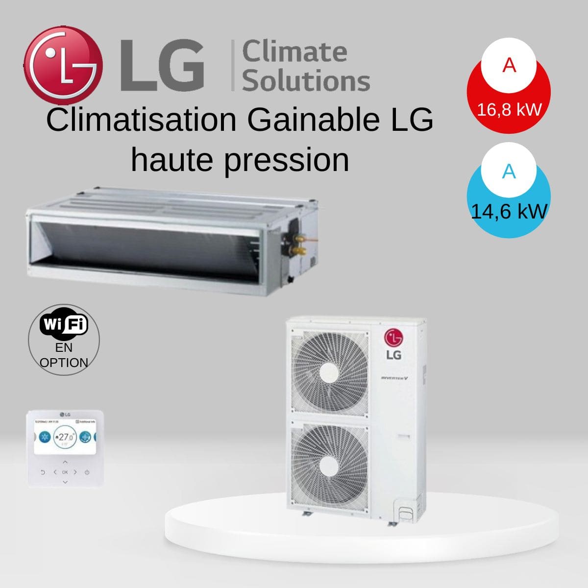 Climatisation Gainable LG haute pression UM60F.N20 UUD1.U30 avec télécommande PREMTB001- 14.6 kw (1)
