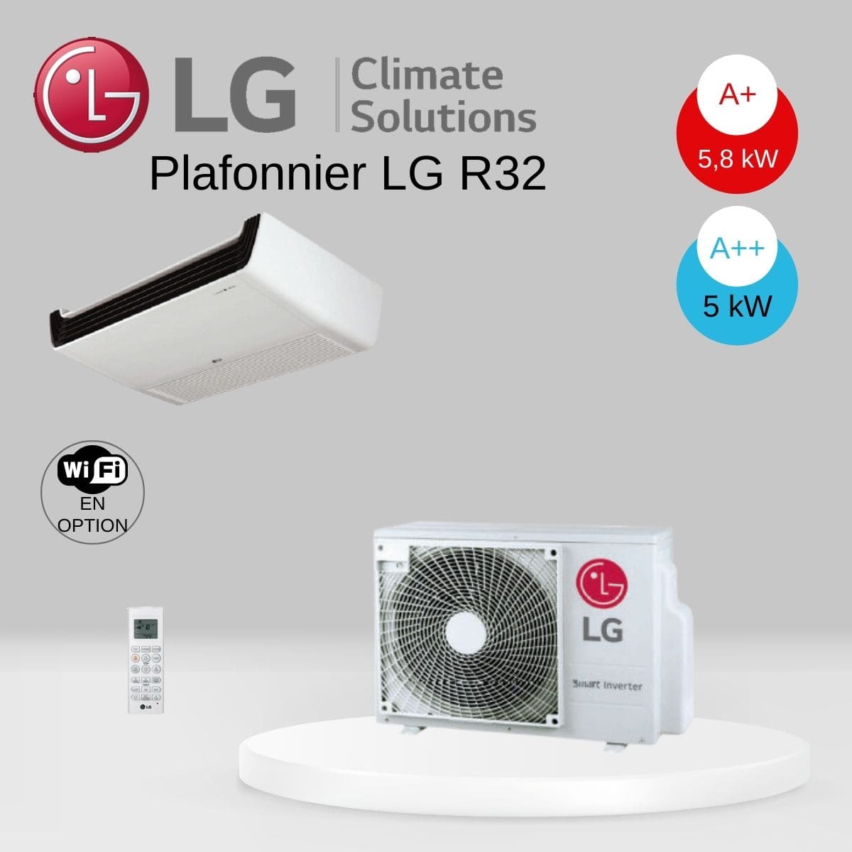 Plafonnier LG R32 UV18F.N10 / UUB1.U20 avec télécommande infrarouge - 5 kw