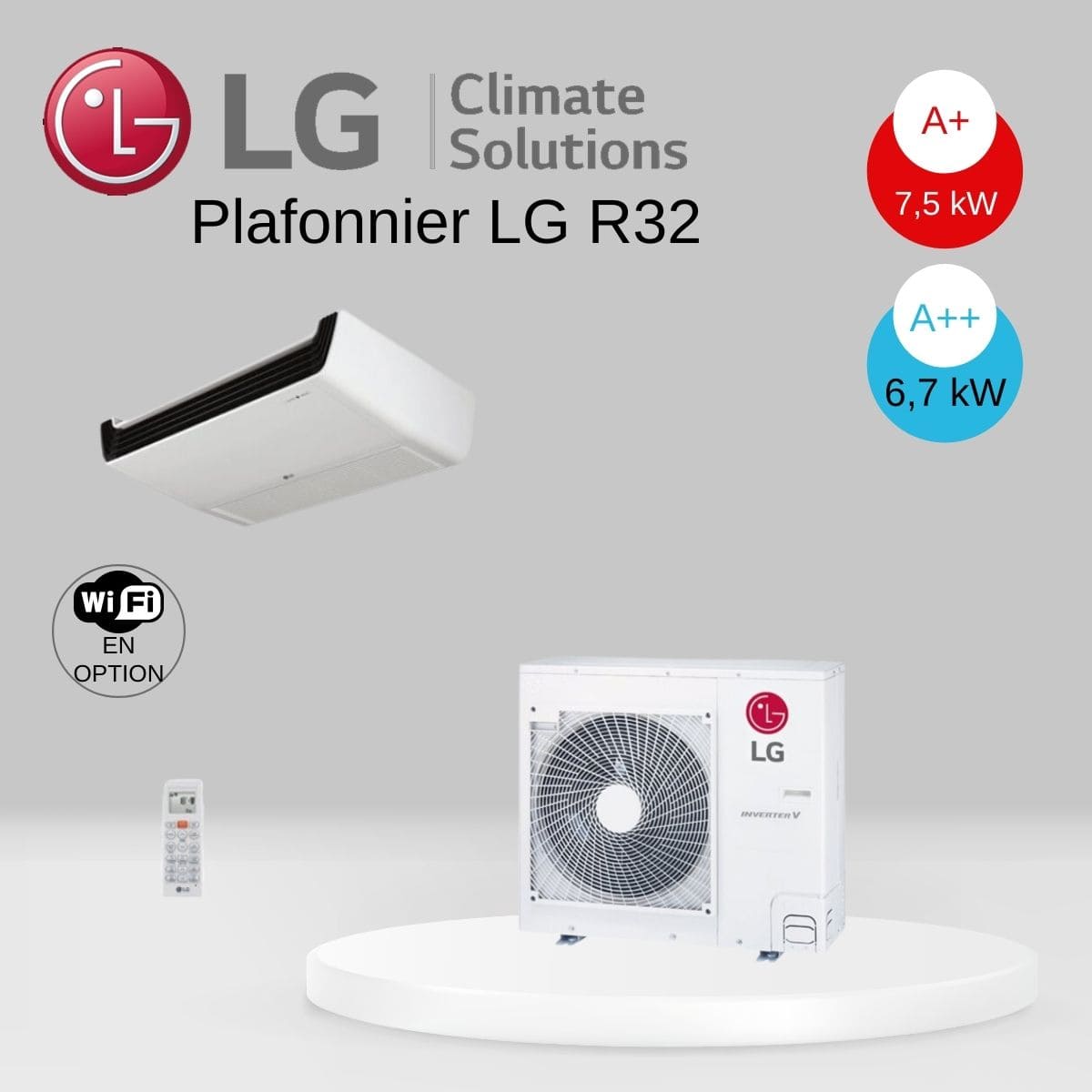 Plafonnier LG R32 UV24F.N10 / UUC1.U40 avec télécommande infrarouge - 6.7 kw
