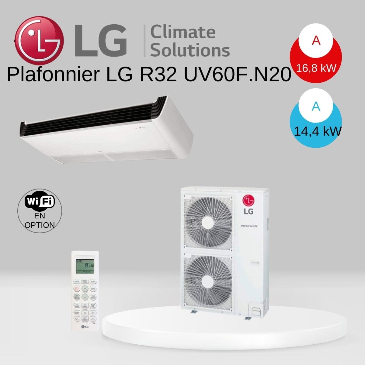 Plafonnier LG R32 UV60F.N20 / UUD1.U30 avec télécommande infrarouge - 14.4 kw