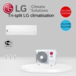 Tri-split LG climatisation MU3R21.U23 + 2 x PM05SK.NSA + 1 X PC12SK.NSJ (6.2 kW) avec Wifi